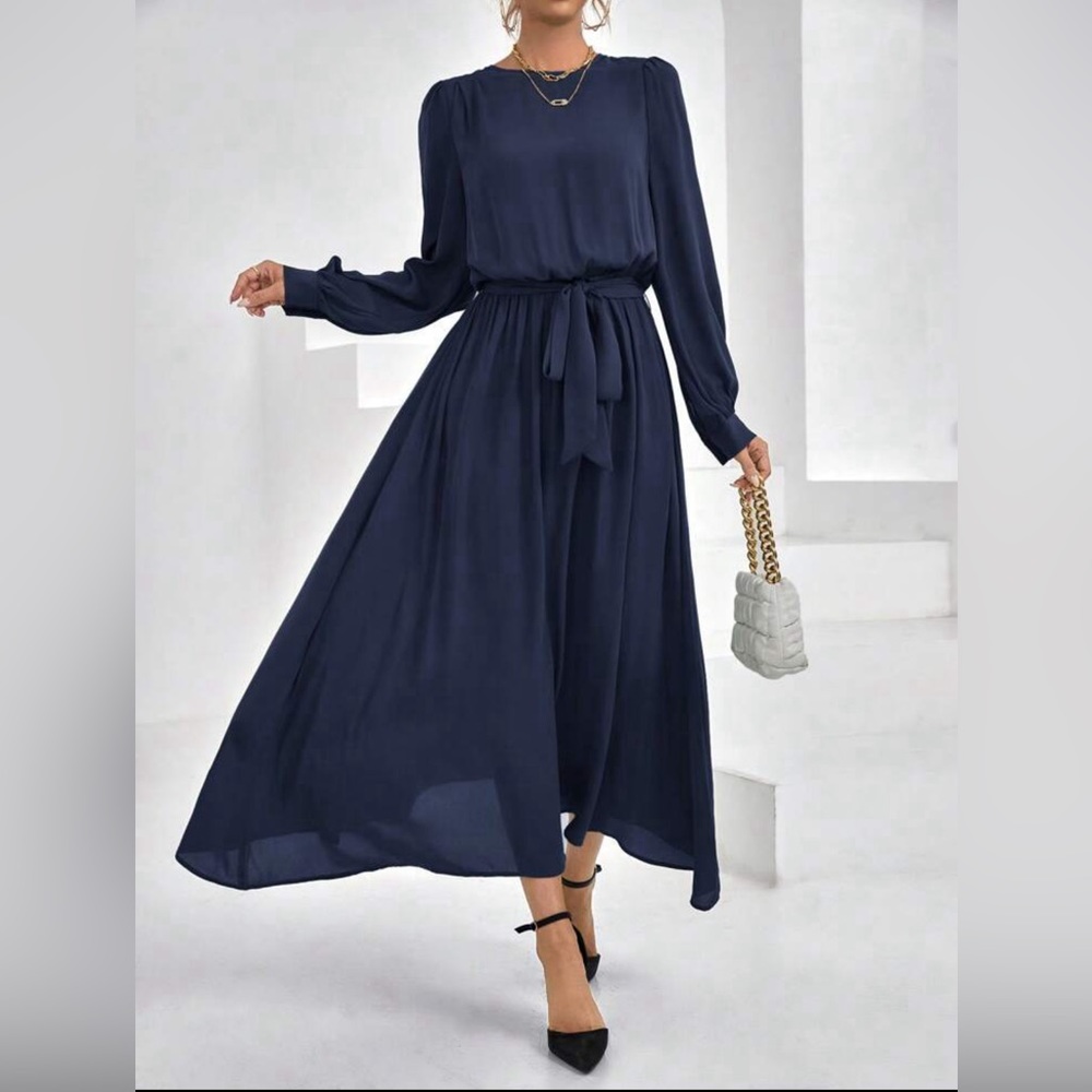 Navy blue midi dress